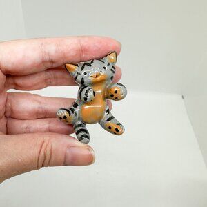 Artist Handmade Porcelain Mini Tabby Cat Cute Kitten Witchy